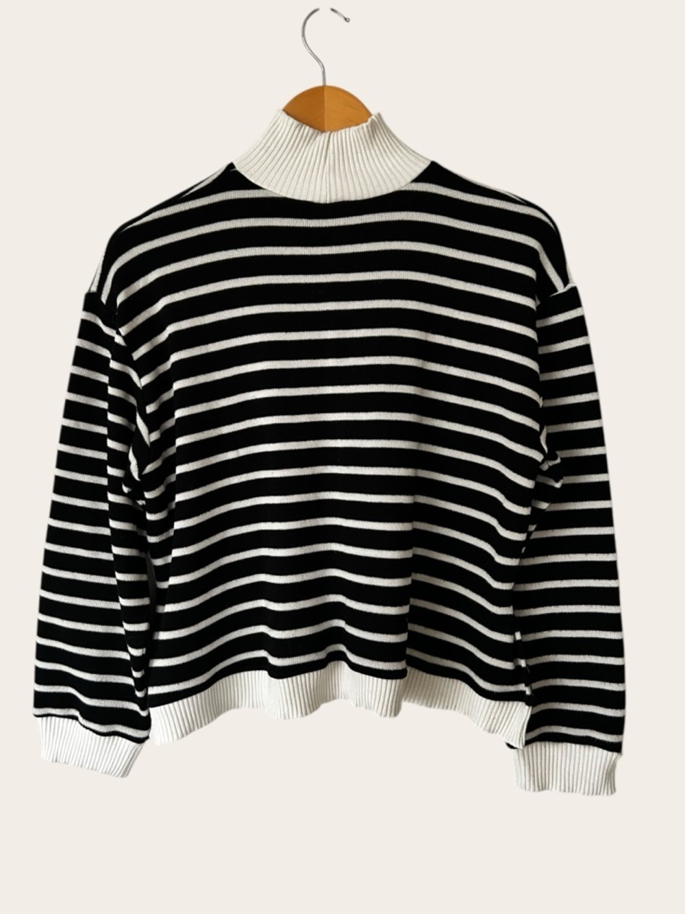 Zara Black White Striped Turtleneck Oversized - Picture 5 of 7